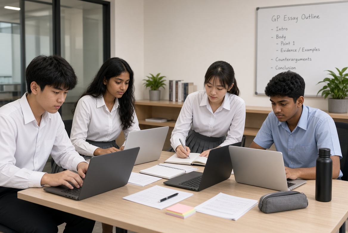 Secondary students planning an English essay